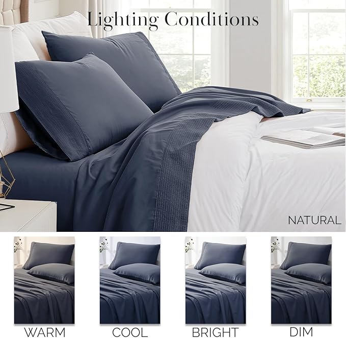 Southshore Fine Living, Inc. Deep Pocket Full Size Bed Sheets Set with 21" Deep Full Fitted Sheet, Pillow Cases Standard Size Set of 2 | Hotel Luxury Quality | Easy Care Microfiber Sheets | Dark Blue