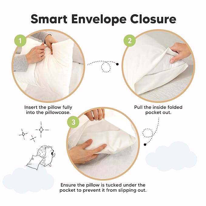 KeaBabies 13 x 18 Toddler Pillowcase, 2-Pack Waterproof - Soft Waterproof Toddler Pillow Protector Cover for Kids, Boys, Girls, Machine Washable, Small Travel Pillow Sold Separately (Soft White)