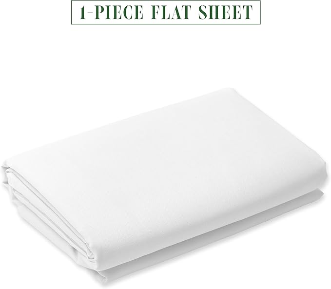 Luxury Flat Sheet on Amazon Elegant Comfort Wrinkle-Free 1500 Premier Hotel Quality 1-Piece Flat Sheet, Queen Size, White