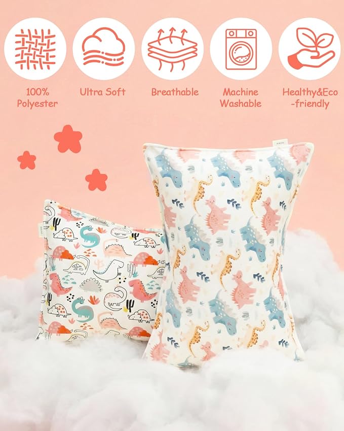 ALVABABY Toddler Pillowcase Kids Pillow Cover Polyester Bean Velvet Soft Warm 2 Pack Fit 13"x 18" or 12"x16" Envelope for Girl Boy Sleepy Travel 2TPMT01A