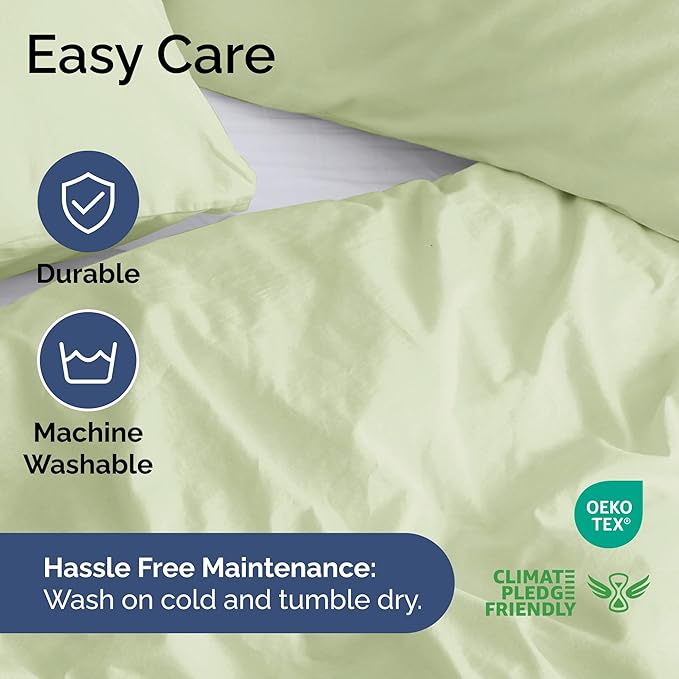 Duvet Cover King Size - Extra Soft King Size Duvet Cover - Lightweight, Breathable, Easy Care & Fade Free w/ Zipper Closures & Ties - 104" x 90" Inches - (Light Sage Green) Comforter Not Included