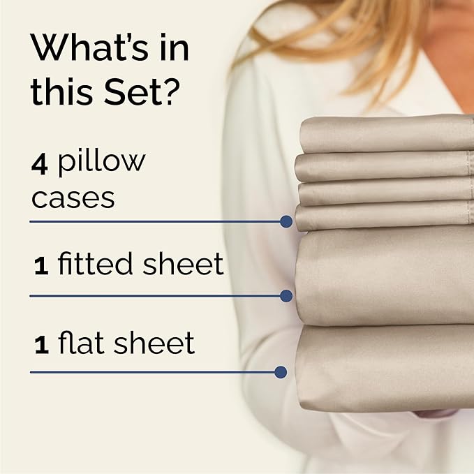 Queen 6 Piece Sheet Set - Comfy Breathable & Cooling - Ultra Soft Hotel Luxury Bedding Set w/ 8-16 Inch Deep Pockets - 1 Flat & 1 Fitted Sheet & 4 Pillowcases - Cozy, Wrinkle Free & Easy Care - Cream
