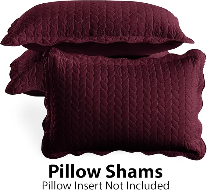 MOONLIGHT20015 8 Pack Quilt King Size Bedding (106" x 96") - Bulk Wholesale for Hotels, Guest Bedroom & Airbnbs - Lightweight Microfiber Reversible Embossed Quilts Bedspread (Burgundy)