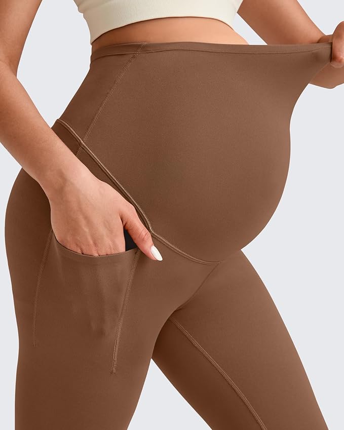 G4Free BareFeel Maternity Leggings with Pockets Over The Belly Stretchy Workout Yoga Pregnancy Pants