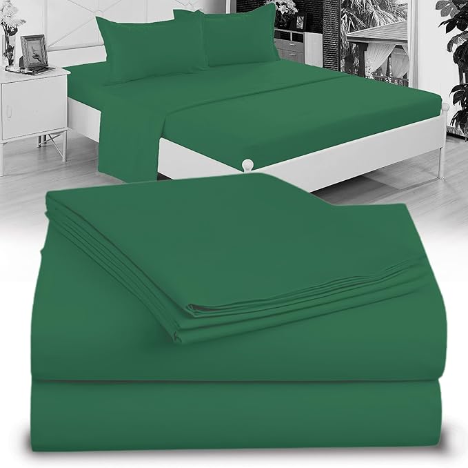 Twin XL 100% Microfiber Double Brushed Sheet Set - Extra-Soft & Wrinkle-Free - 15" Deep Pockets, 39" x 80" - Ideal for Dorms, Hospitals & Split King Beds - 3 PC Set (Twin XL, Hunter)