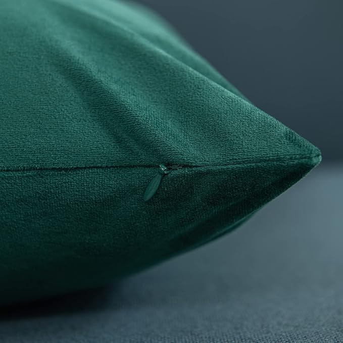 Throw Pillow Covers 20x20 Green: Pack of 2 Cozy Soft Velvet Square Modern Luxury Decorative Throw Pillow Cases for Sofa Couch Living Room Bed Home Decor Christmas