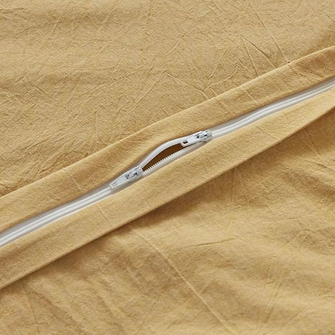 FACE TWO FACE Bedding Duvet Cover Set100% Washed Cotton Duvet Cover Linen Like Textured Breathable Durable Soft Comfy (California King, Ginger)