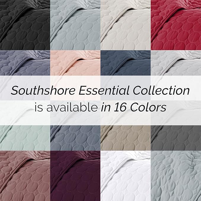 Southshore Fine Living, Inc. White Quilts Queen Size Set, Lightweight Summer Bedspread with 2 Quilted Pillow Shams, Cozy, Soft Circle-Stitch Design, Queen Size/Full Size, White