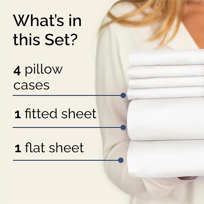King 6 Piece Sheet Set - Comfy Breathable & Cooling - Ultra Soft Hotel Luxury Bedding Set w/ 8-16 Inch Deep Pockets - 1 Flat & 1 Fitted Sheet & 4 Pillowcases - Wrinkle Free & Easy Care - Antique White