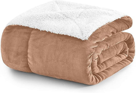 MOONLIGHT20015 Sherpa Throw Blanket - (Camel, 50X60 Inches) Soft and Warm Blankets for Winter Thick, Fluffy and Plush Blanket for Bed, Sofa, Camping and Travel