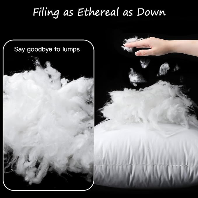 Artscope Synthetic Down Lumbar Pillow Insert, 14x36 Down Alternative Throw Pillow Insert. Ultra Soft Fluffy Sleeping Pillow with 100% Cotton Cover, Decorative Pillows Set of 2-White.