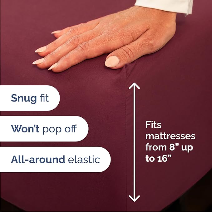 Cal King 6 Piece Sheet Set - Comfy Breathable & Cooling - Ultra-Soft Hotel Luxury Bedding Set w/ 8-16 Inch Deep Pockets - 1 Flat & 1 Fitted Sheet & 4 Pillowcases - Wrinkle Free & Easy Care - Burgundy