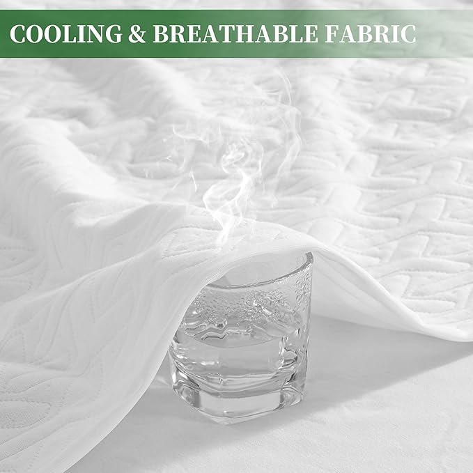 Premium Waterproof Full Size Mattress Protector HN Cooling Breathable 5D Air Double Mattress Cover Noiseless Soft Fitted Up 8"-21" Deep Pocket Vinyl Free Anti Slip and Wear-Resistant (3-in-1, Full)