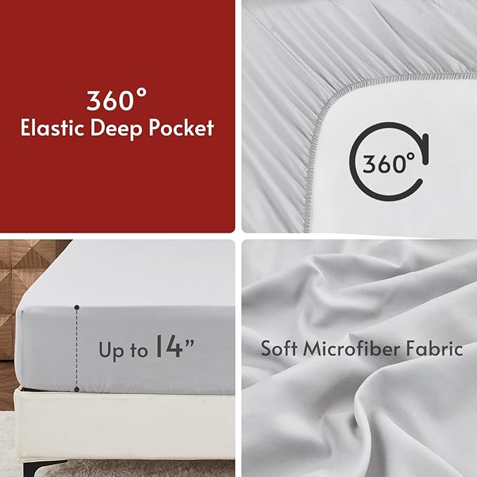 MUXHOMO 5 Pieces Twin Comforter Set, Reversible Bed in a Bag Twin Size, All Season Bedding Set with Comforter, Flat Sheet, Fitted Sheet, Pillowcases & Shams, Greyish Blue & Light Grey