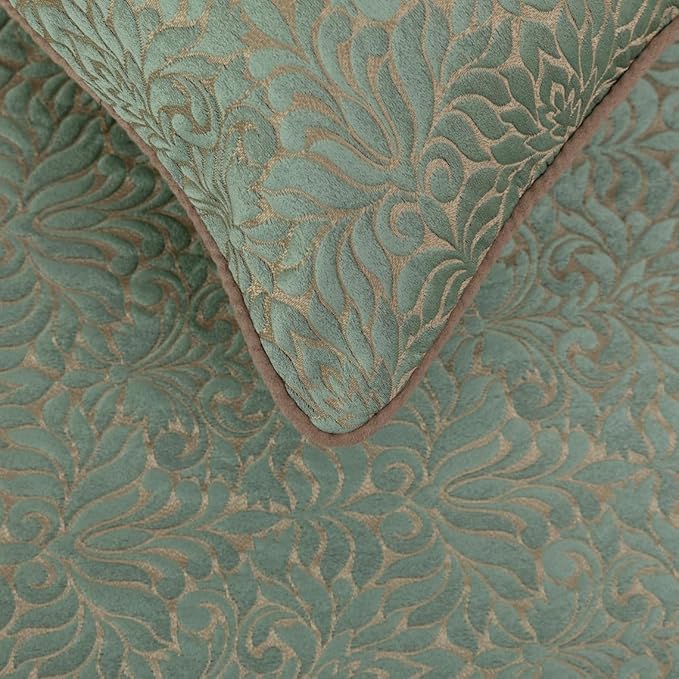 The HomeCentric King/Queen/Twin Blue & Beige Decorative King 90"x18" Bed Runner with 2 Pillow Cover, Damask Bed Scarf on Jacquard Fabric - Arabella