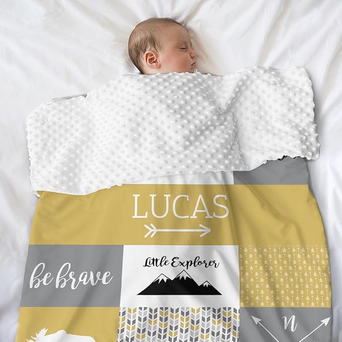 Personalized Baby Blankets for Boys, Personalized Baby Gifts,Best Gift for Baby, Newborn, Woodland Baby Blanket, Super Soft Polyester, Shower Gifts for Nursery, Honey