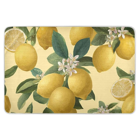 Waterproof Bed Pad Reusable Changing Pad Toddler Mattress Protector Large Pee Pad Baby Diaper Pad Soft Washable Liner Yellow Vivid Lemon and Flowers