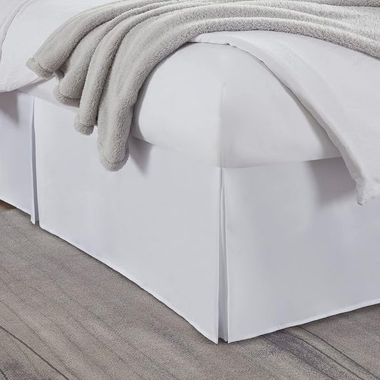 Nestl White Twin XL Bed Skirt - Twin XL Size Bed Skirt 14 Inch Drop - Brushed Microfiber Bed Skirts - Hotel Quality Pleated Bed Skirt - Shrinkage & Fade Resistant