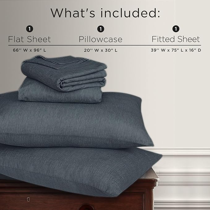 Briarwood Home® Printed Flannel Sheet Set, 100% Natural Cotton, Soft, Warm & Deep Pocket, Advanced Nano-Tech Making it Resistance to Pilling; Brushed 6 Times for Softness (Charcoal, Twin)