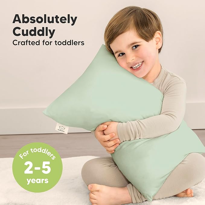 KeaBabies Toddler Pillow with Pillowcase - 13x18 My Little Cuddly Kids Travel Pillows for Sleeping, Nap, Viscose from Bamboo Nursery Pillowcase, Soft & Breathable, Toddler 2-5 Years Old (Sage)