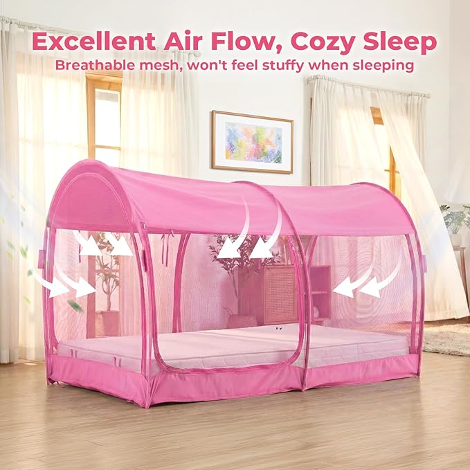 LEEDOR® Bed Tent Dream Tents Bed Canopy Shelter Cabin Indoor Privacy Warm Breathable Pop Up Twin/Full/Queen for Kids and Adult Patent Pending(Mattress Not Included)