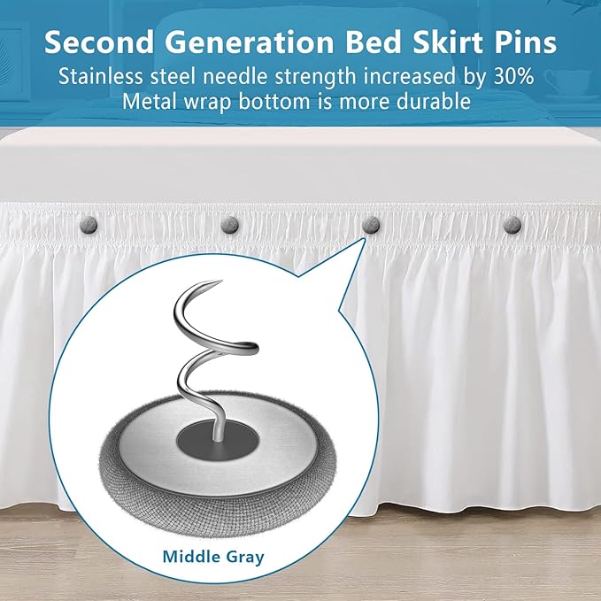Flax Covered Button Twist Pins - for Bed Skirts Pins,Sofa,Upholstery,Armchair Caddies, Armrest Covers, Slipcovers (12, Middle Gray)