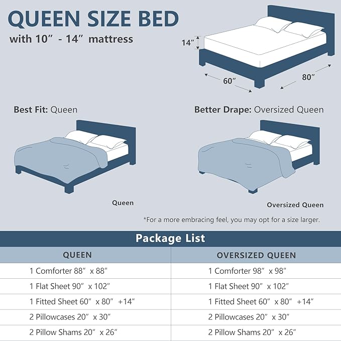 CozyLux Queen Comforter Set Black - Bed in a Bag Queen Size 7 Pieces, Luxury Soft Bed Set for All Seasons, Bedding Set with Down Alternative Comforter, Sheets, Pillowcases & Shams (Pack of 2)