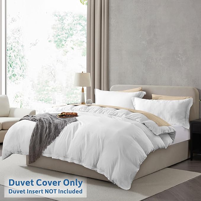 Nestl Twin Duvet Cover Set - Soft Prewashed White Duvet Cover Twin/Twin XL, 2 Piece, with Zipper Closure, 1 Duvet Cover 68x90 inches and 1 Pillow Sham - No Comforter