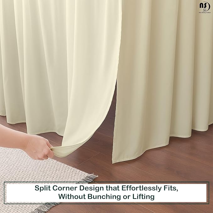 Premium Microfiber Queen Ruffled Bed Skirt, 12” Drop with Split Corners, Soft Wrinkle Free Bedskirt with Platform, Solid Ivory Dust Ruffle for 60" x 80" Mattress