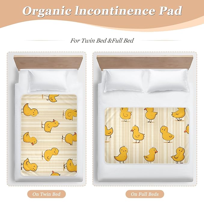 Waterproof Bed Pad Reusable Changing Pad Toddler Mattress Protector Large Pee Pad Baby Diaper Pad Soft Washable Liner Yellow Ducks Stripes