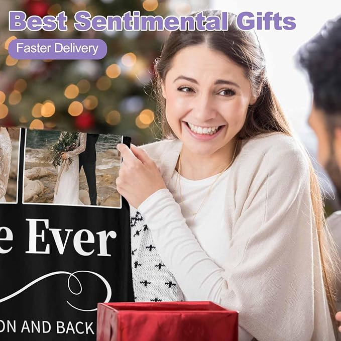 Custom Blanket with Picture, 9 Photos Customized Blankets Photo Blankets Customize Couples Personalized Gifts for Girlfriend Boyfriend Gifts