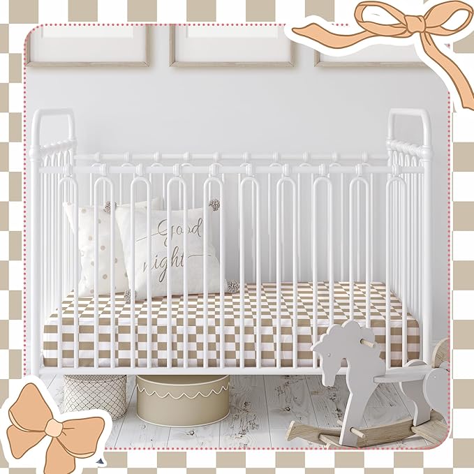 Peryiter 4 Pack Crib Sheets Girl Soft Baby Bed Sheet Set 52'' x 28" Nursery Crib Sheets for Standard Bed for Nursery Decor Baby Boys or Girls(Multicolor,Plaid)