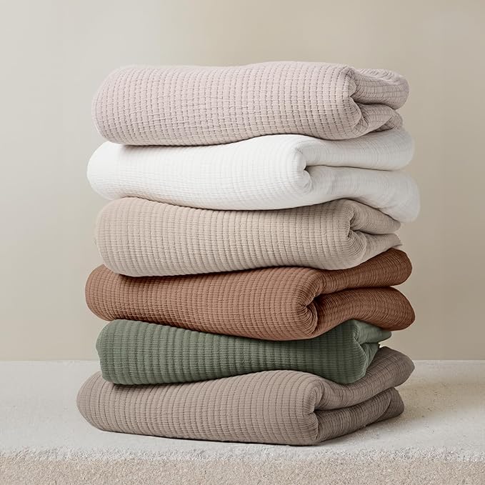 EVERGRACEHOME Cotton Gauze Full Queen Bedspread, Ultra Soft Prewashed Pick Stitch Matelassé Coverlet, Lightweight Oversized Queen Quilt Bedding Set for All Season, w/ 2 Shams, Terracotta Clay