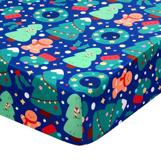 UOMNY Crib Sheet, Christmas Crib Sheets Baby Sheet for Standard Crib and Toddler Mattresses Nursery Bedding Sheet Crib Mattress Sheets for Boys and Girls 1 Pack Toddler Sheet
