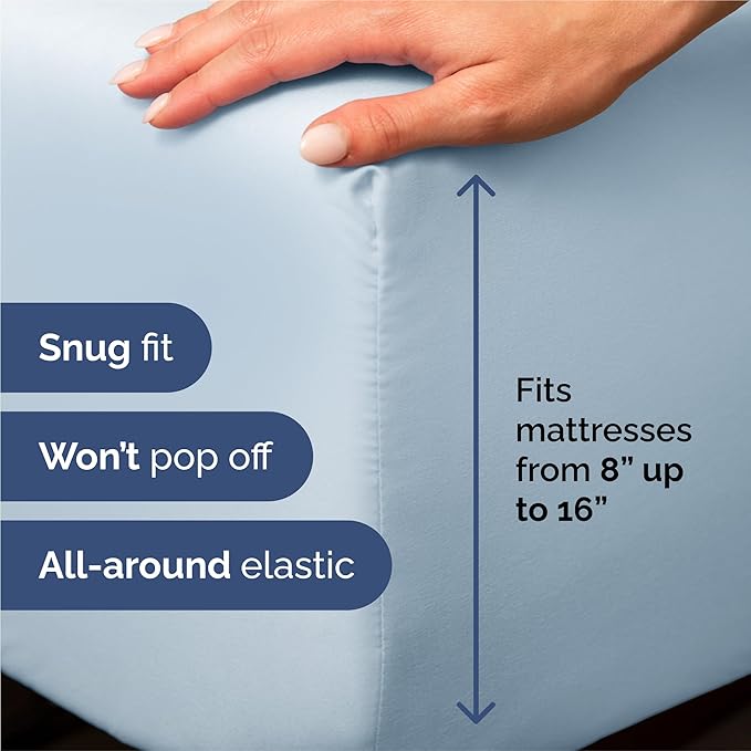 Split King 7 Piece Sheet Set - Comfy Breathable & Cooling - Soft Hotel Luxury Bedding Set with 8-16 Inch Deep Pockets - 1 Flat & 2 Fitted Sheet & 4 Pillowcases - Wrinkle Free & Easy Care - Sky Blue