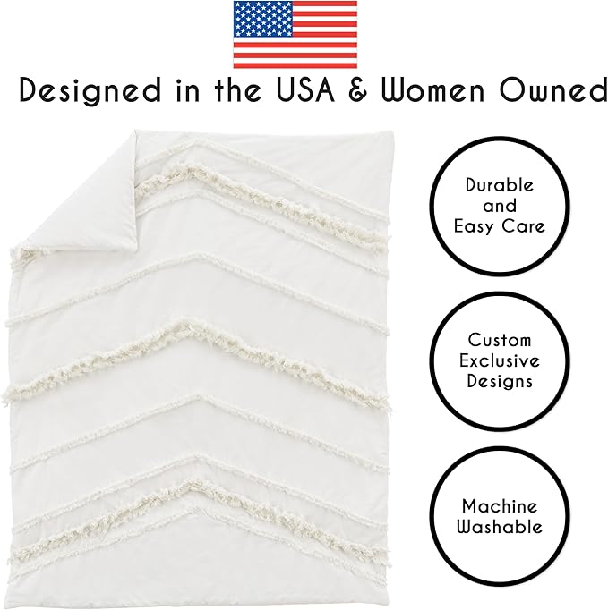 Sweet Jojo Designs 4-Piece Baby Crib Bedding Set (100% Cotton Ivory Boho) for Boys or Girls, Infants/Nursery incl. Blanket, Fitted Sheet, Skirt, Diaper Stacker (Neutral Bohemian, Farmhouse Minimalist)