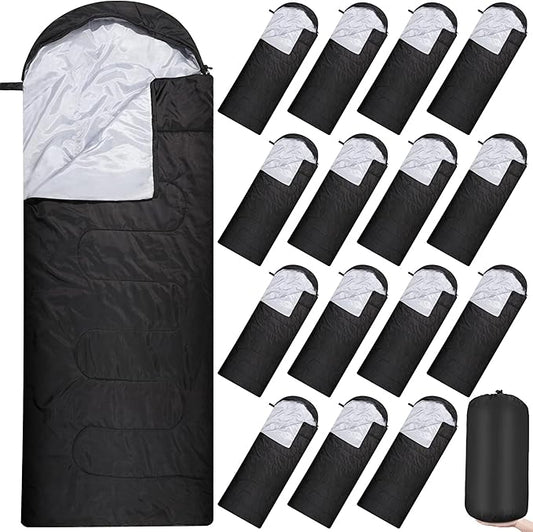 Tudomro 16 Pack Winter Camping Sleeping Bags Bulk for Homeless Adults Cold Weather Lightweight Waterproof Compact Backpacking Sleeping Bag Gifts for Travel Hiking Christmas