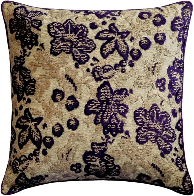 The HomeCentric King/Queen/Twin Purple Designer King 90"x18" Bed Runner with 2 Pillow Cover, Floral, Velvet Bed Scarf on Velvet Fabric - Plum Petal