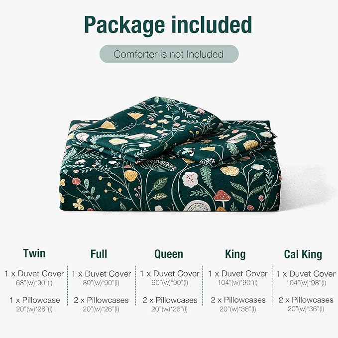 Lekesky Queen Size Reversible Duvet Cover, Duvet Cover Queen Size 3 Piece Insect World Microfiber Botanical Bedding Set with Zipper Closure 8 Corner Ties