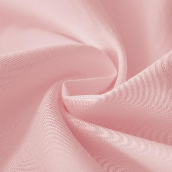 MEILA Wrap Around Bed Skirt Three Fabric Sides Elastic Dust Ruffled 14 Inch Tailored Drop,Easy to Install Fade Resistant-Pink, Queen/King