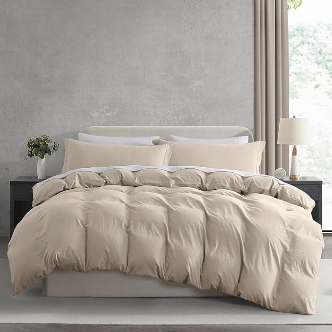Nestl Linen California King Duvet Cover Sets - Soft Prewashed Cal King Duvet Cover, 3 Piece, with Zipper Closure, 1 Duvet Cover 104x98 inches and 2 Pillow Shams
