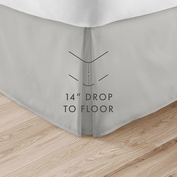 Linen Market Bed Skirt - Ultra Soft Microfiber - Easy Fit with 14" Tailored Drop - Hotel Quality, Shrinkage & Fade Resistant - Bed Cover - Cal King Bed Skirt - Bedroom Décor - (Cal King, Light Gray)