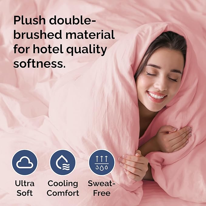 Duvet Cover Cal King Size - Extra Soft Cal King Size Duvet Cover - Lightweight, Breathable, Easy Care & Fade Free w/ Zipper Closures & Ties - 104" x 98" Inches - (Baby Pink) Comforter Not Included