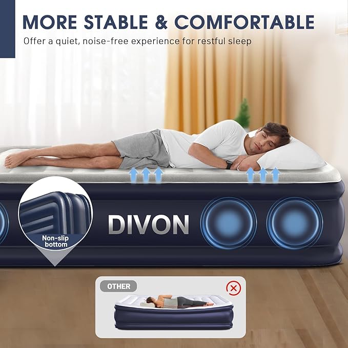 Air Mattress Full with Built in Pump,18''Raised Blow Up Mattress 2 Mins Self-Inflation/Deflation,Upgraded Thicker Inflatable Mattress，Air Bed with Storage Bag for Guests,Home，Camping，660 lbs Max