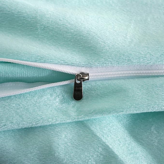Uhamho Faux Fur Velvet Fluffy Bedding Duvet Cover Set Down Comforter Quilt Cover with Pillow Shams, Ultra Soft Warm (Queen, Aqua)