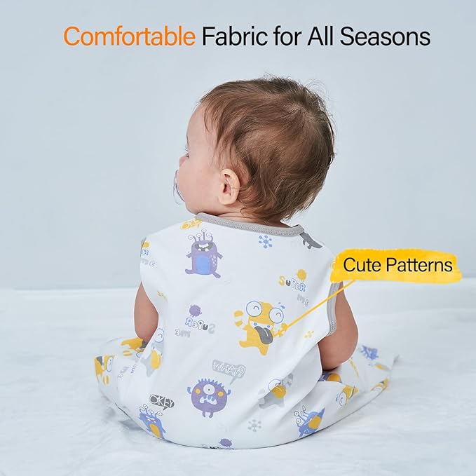 XUNTA 0.5 TOG Sleep Sack 100% Cotton Wearable Blanket, Summer Lightweight Toddler Sleeping Bag with 2-Way Zipper for Boy Girl