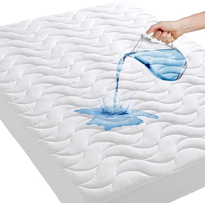 GRT King Mattress Protector, 100% Waterproof Mattress Protector King with Dual-Layers Protection, Noiseless Quilted Fitted Mattress Pad Cover with 8"-26" Deep Pocket
