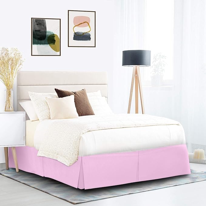 Bed Skirt - 25 Inch Fall Tailored Drop Pleated Dust Ruffle, 100% Egyptian Cotton - Solid Pattern and Color { Cal- King , Solid , Lilac}