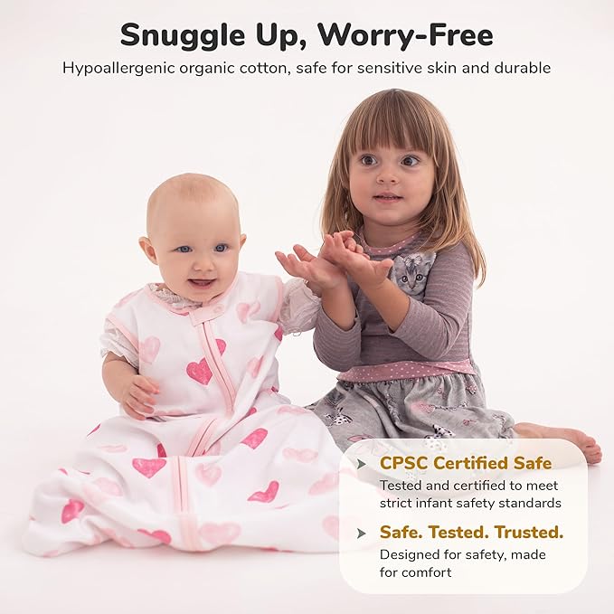 Mama Cheetah Baby Sleep Sack 2.5 TOG, Organic Cotton Baby Wearable Blanket with Two-Way Zipper, Swaddle Transition Baby Sleeping Bag for Newborn Infant Toddler Boy Girl, 24-48 Months