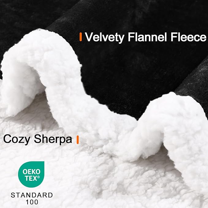 Smiry Waterproof Blanket Throw for Large Dogs, Soft Reversible Dog Blanket for Sofa Couch Bed, Washable Leakproof Sherpa Fleece Furniture Couch Protector(40"x60", Black/White)